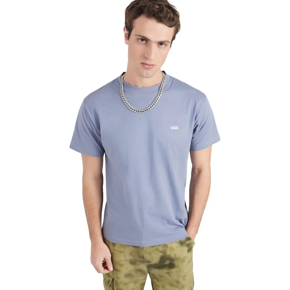 Camiseta Azul Ahumado Vans Left Chest Glacial Slate Básica de Corte Regular 2/4