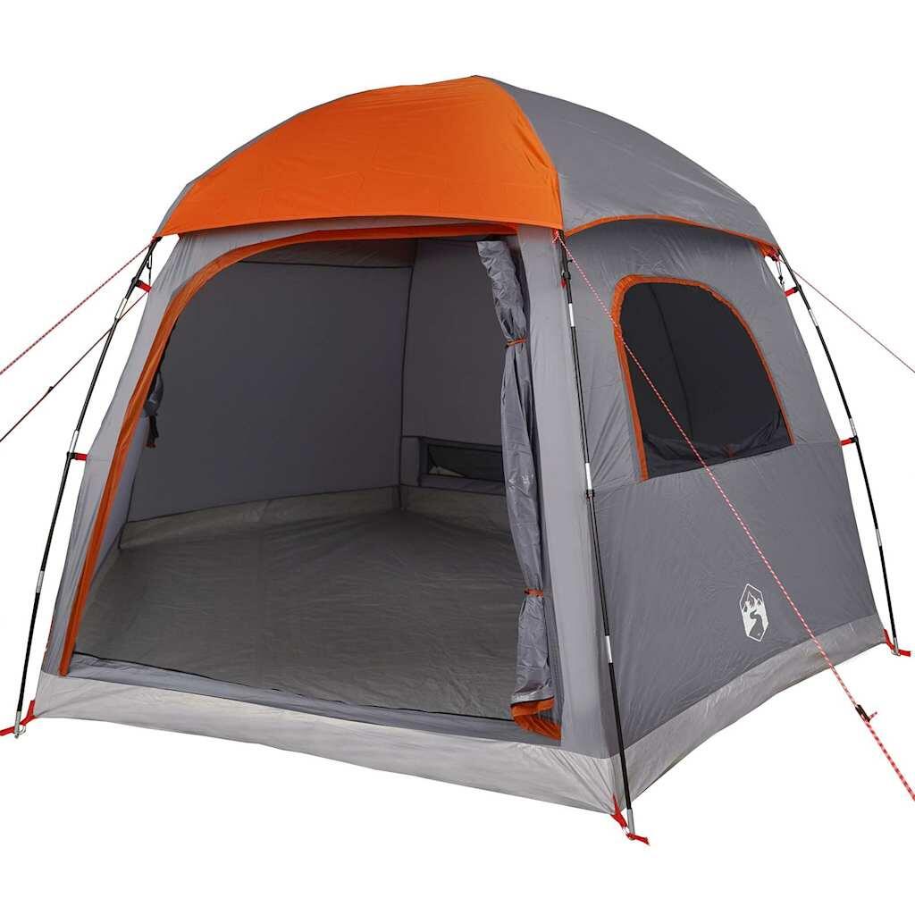 Tienda familiar VidaXL iglú 6 personas impermeable gris y naranja 3/7