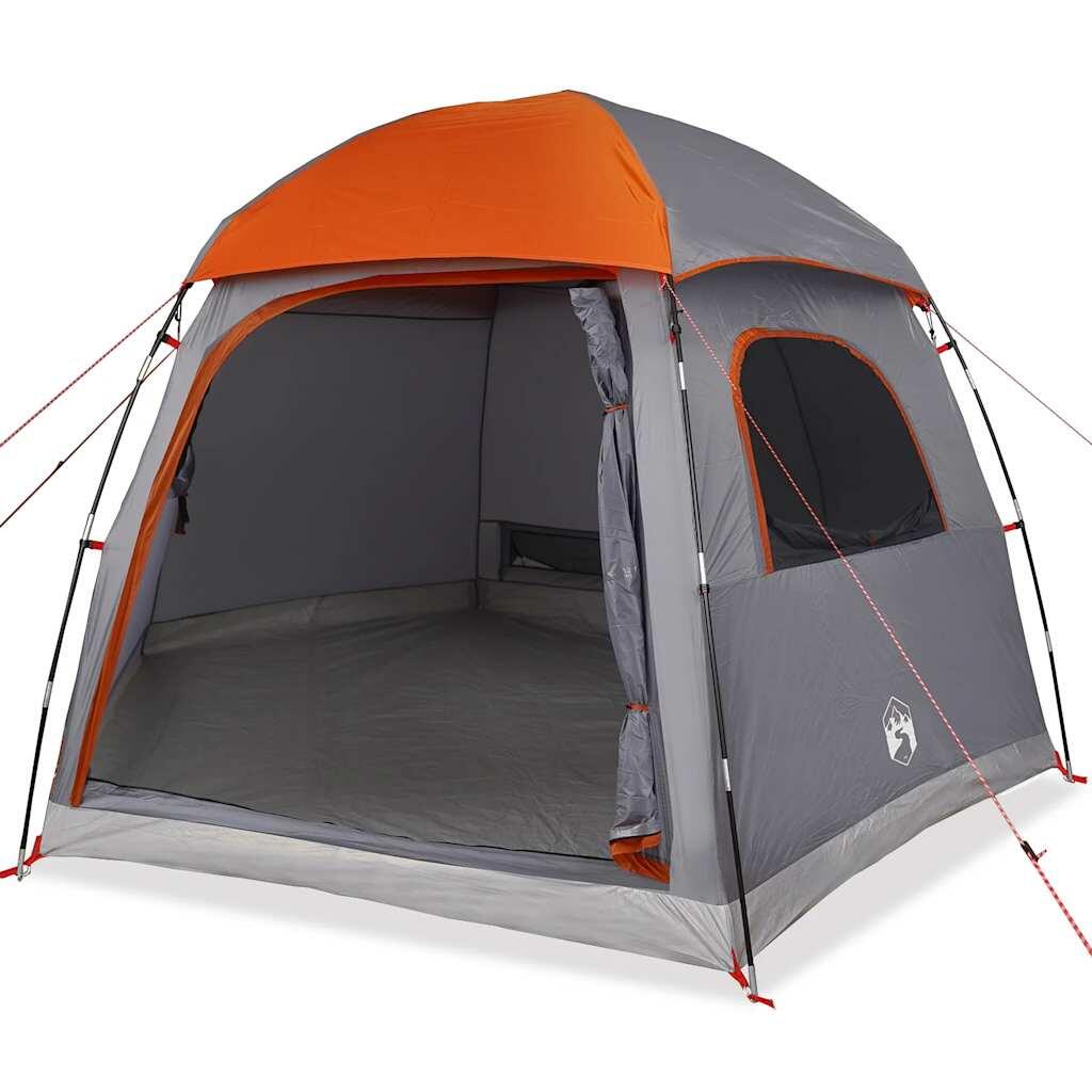 Tienda familiar VidaXL iglú 6 personas impermeable gris y naranja 2/7