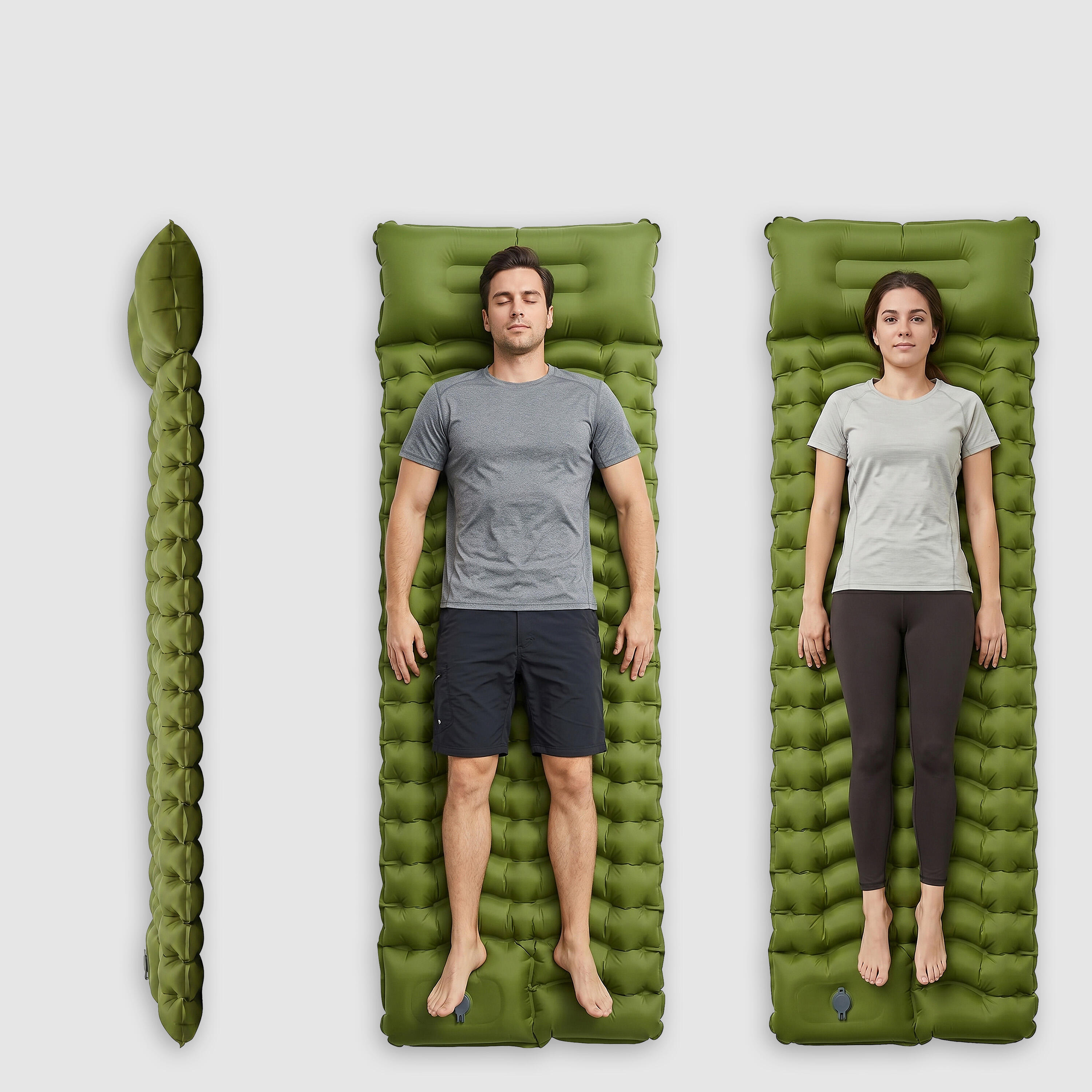 Matelas gonflable avec pompe à pied intégrée et système d'assemblage pour 5/7