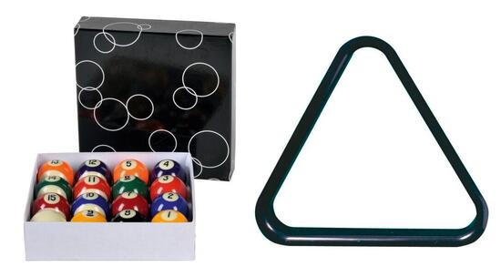Palline da biliardo 57 mm nuove + set triangolo