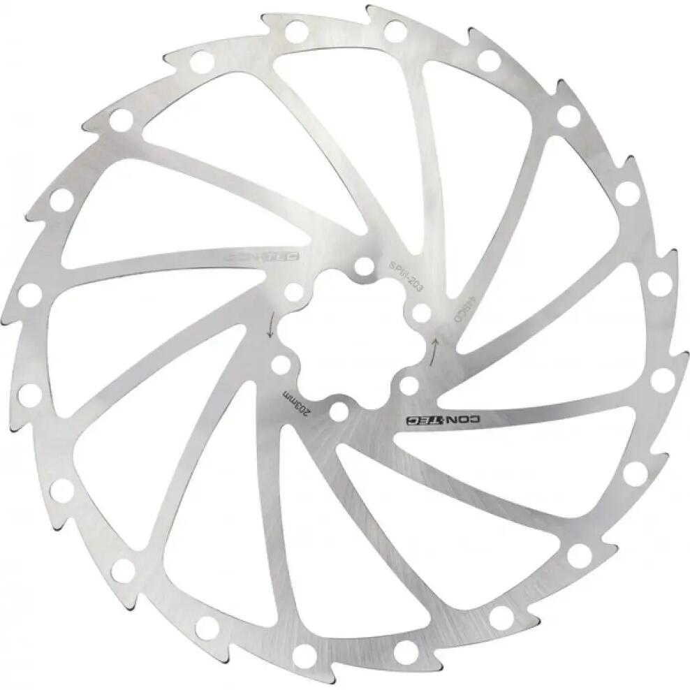 CONTEC CDR-2 203 mm 6-hole stainless steel disc brake rotor.