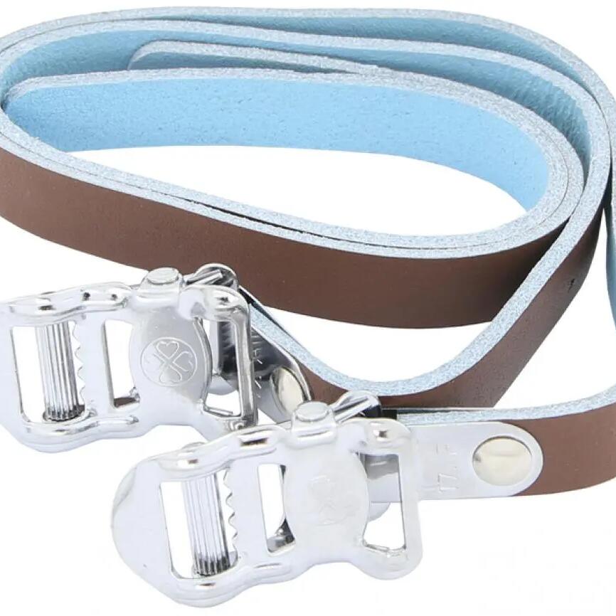 CONTEC Leather Toe Clip Straps 13 x 450 mm, Brown, Pair