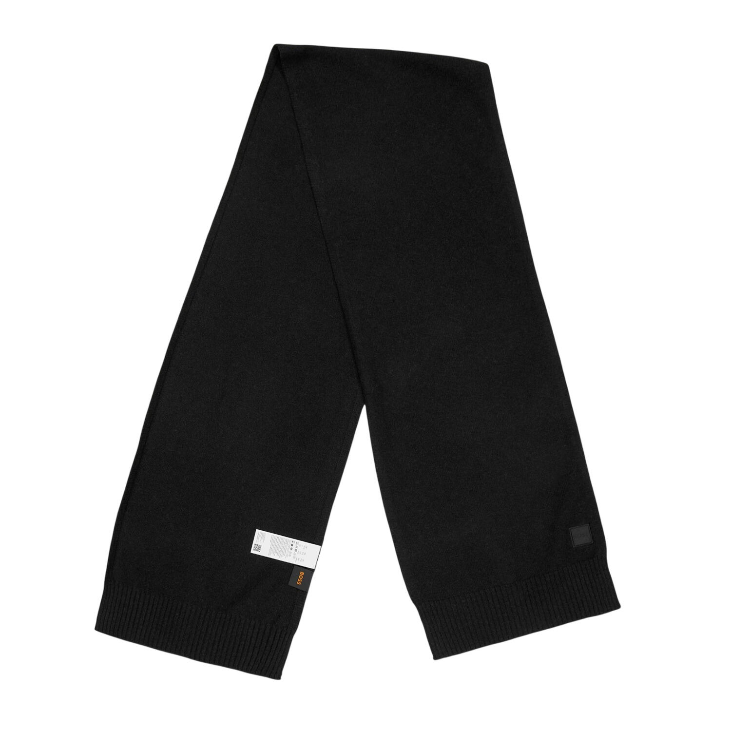 Boss Mens Logo Wool Ribbed Scarf