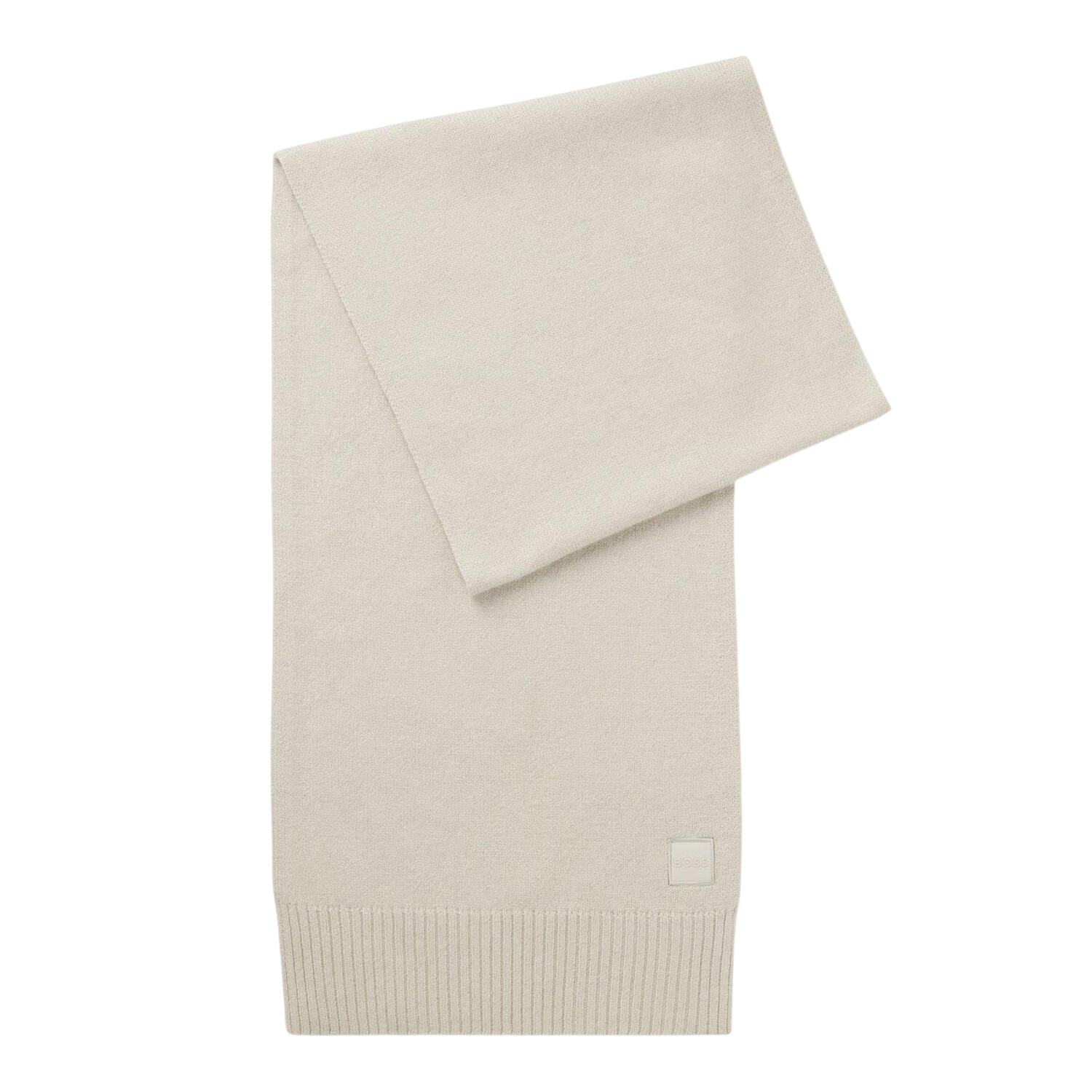Boss Mens Logo Wool Ribbed Scarf