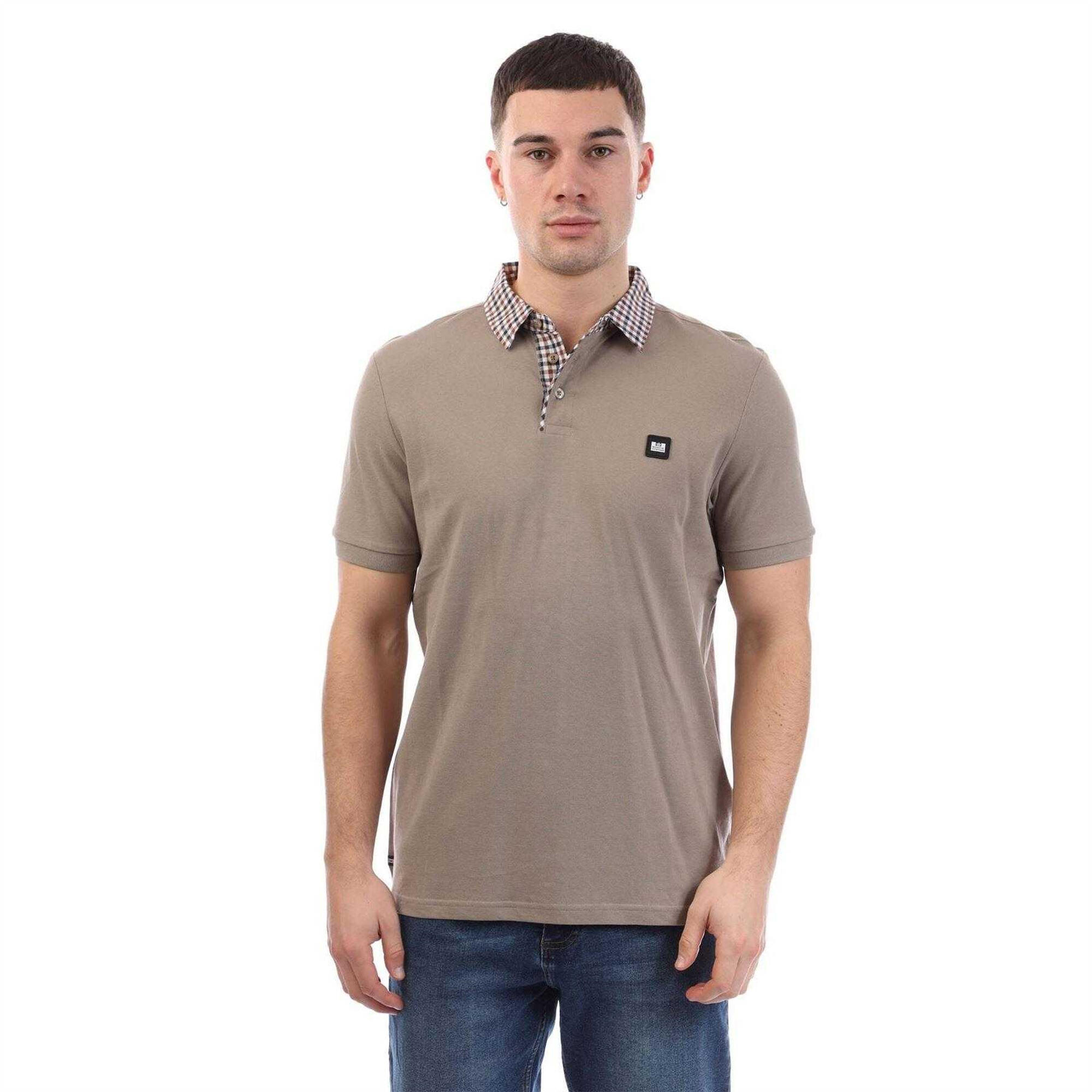Weekend Offender Mens Checked Collar Cotton Polo Shirt