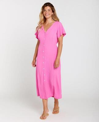 Jurk dames molokai manches courtes - super pink