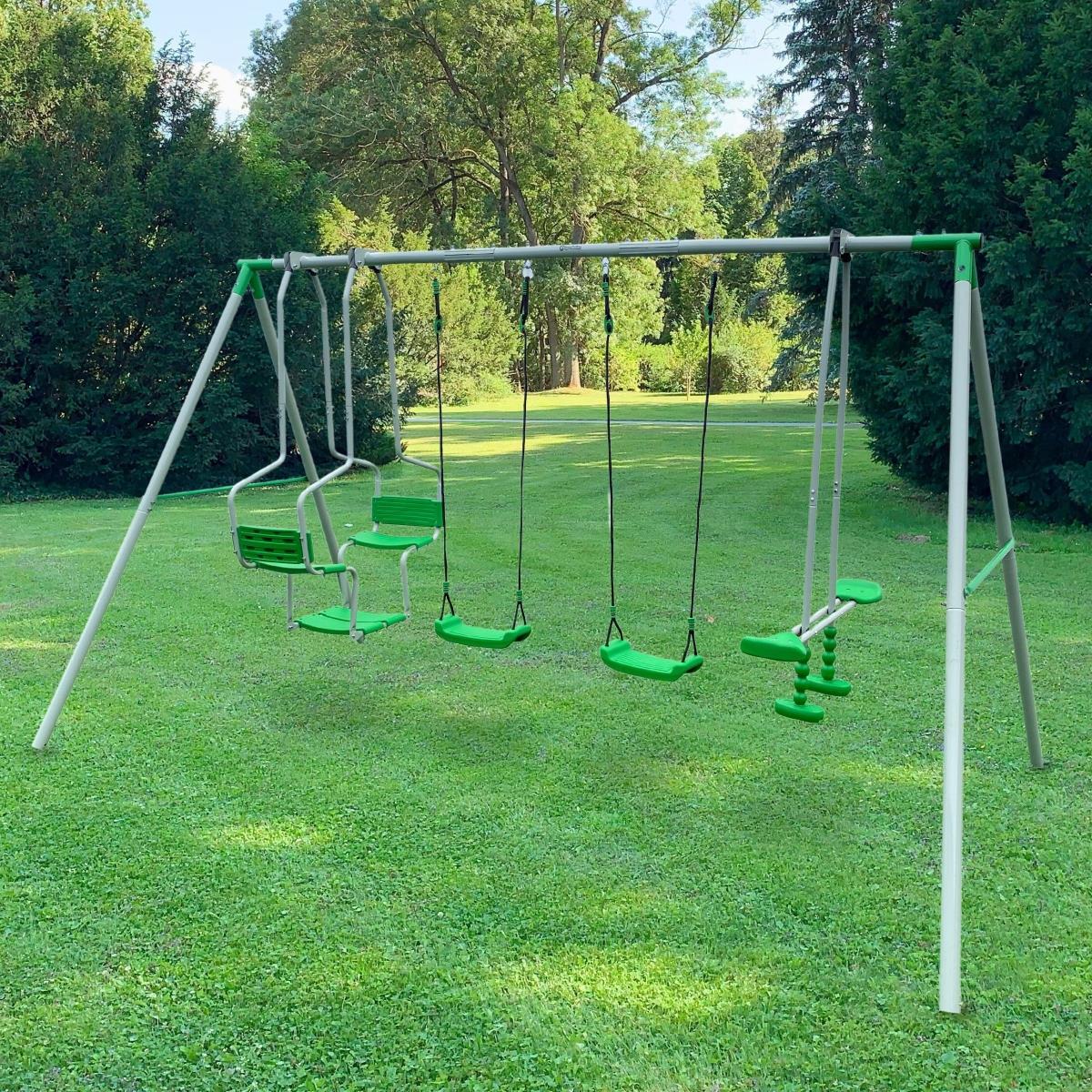 Spielplatz Portique: 4 Schaukeln, 6 Kinder - 300kg Max - 350x190x196 cm 2/7