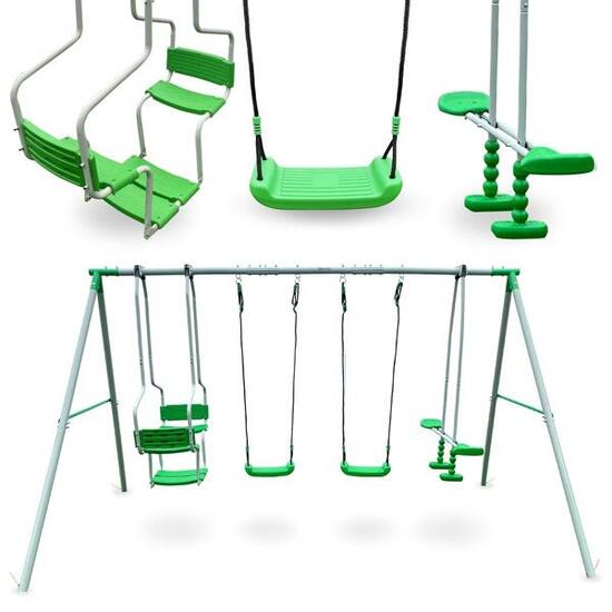 Speeltoestel Portique: 4 Schommels, 6 Kids - 300kg Max - 350x190x196 cm