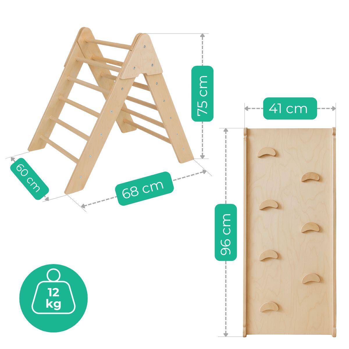 Aire de jeux d'intérieur enfant triangle d'escalade toboggan Moon Naturel 3/7