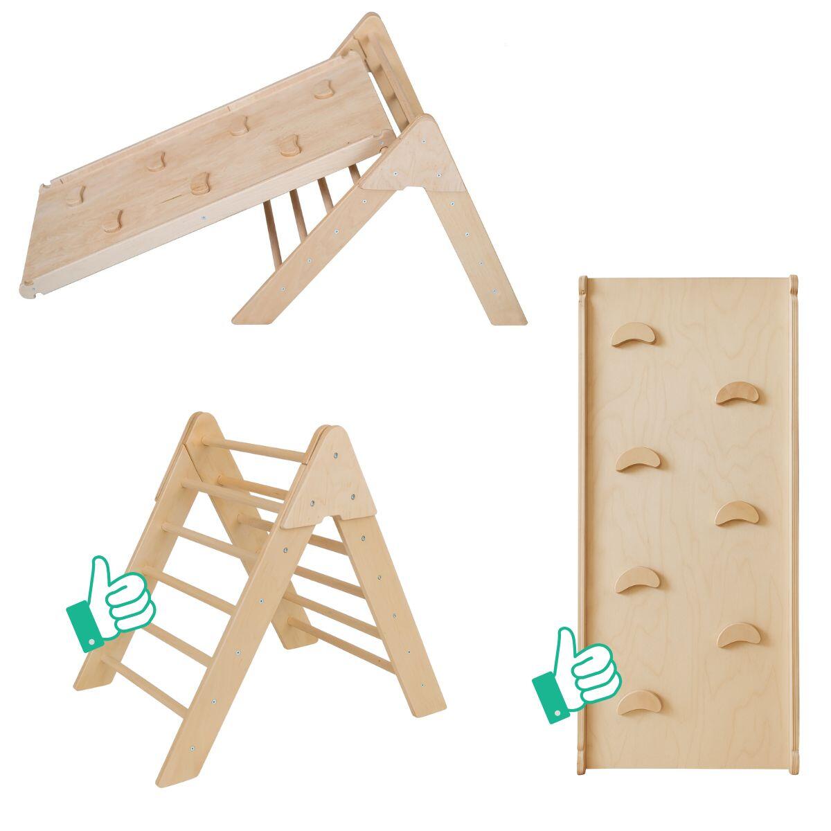 Aire de jeux d'intérieur enfant triangle d'escalade toboggan Moon Naturel 5/7