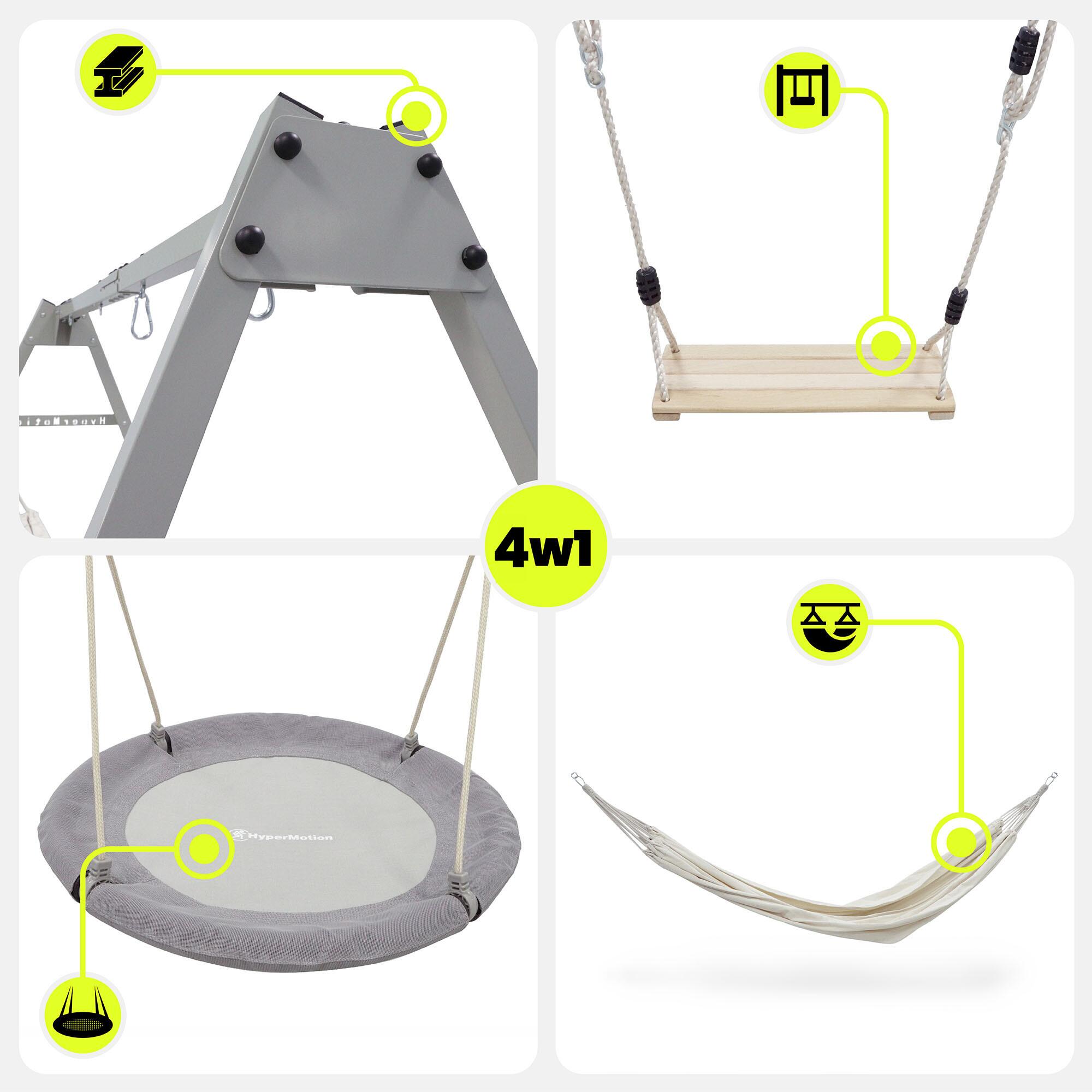 Balançoire Jardin 4en1 HyperMotion SWING HYP89 Hamac Nid Acier 135kg EN71 3/7