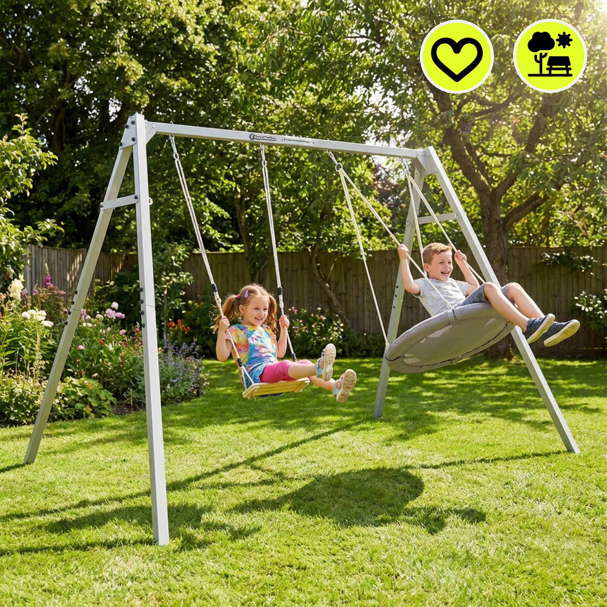 Balançoire Jardin 4en1 HyperMotion SWING HYP89 Hamac Nid Acier 135kg EN71 2/7