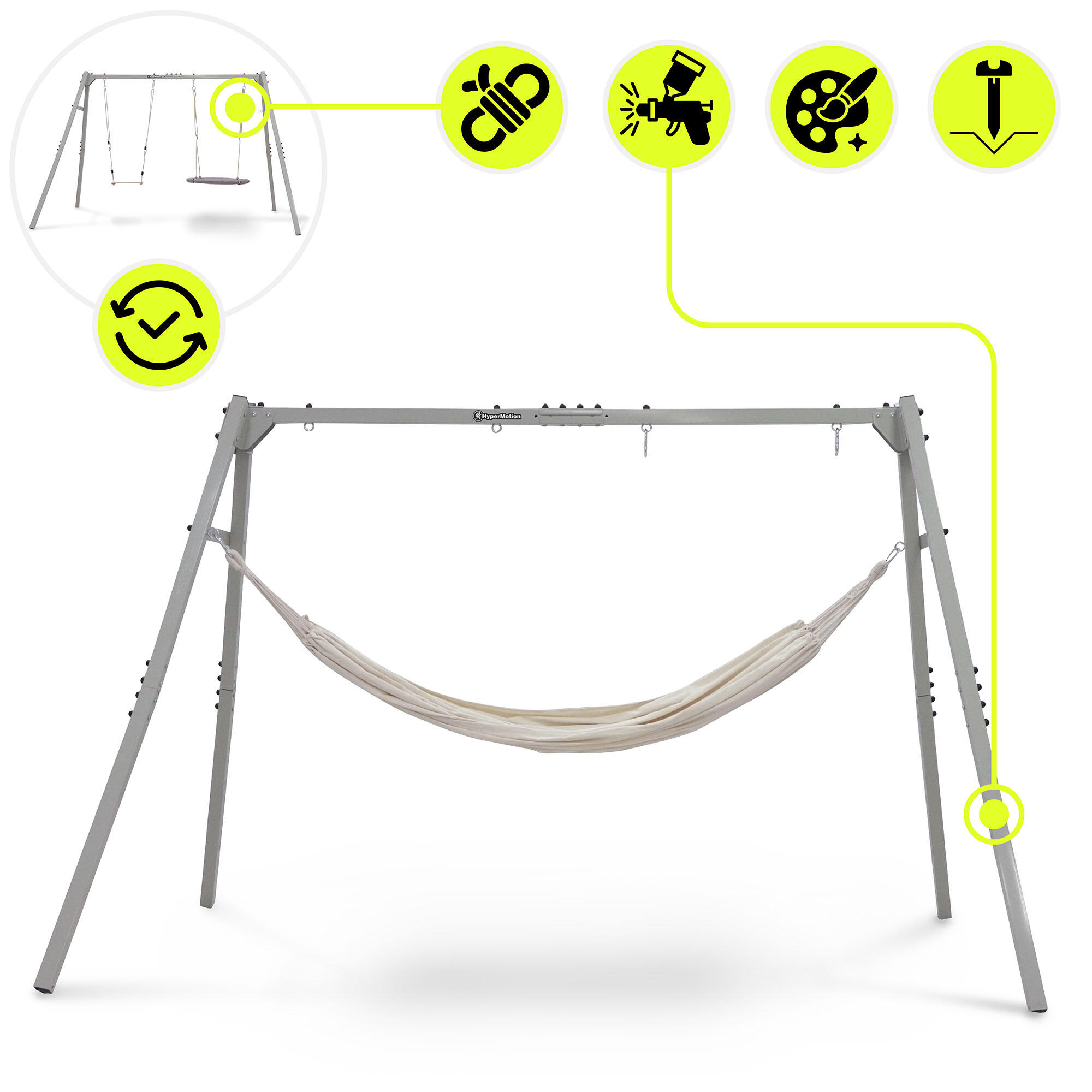 Balançoire Jardin 4en1 HyperMotion SWING HYP89 Hamac Nid Acier 135kg EN71 5/7