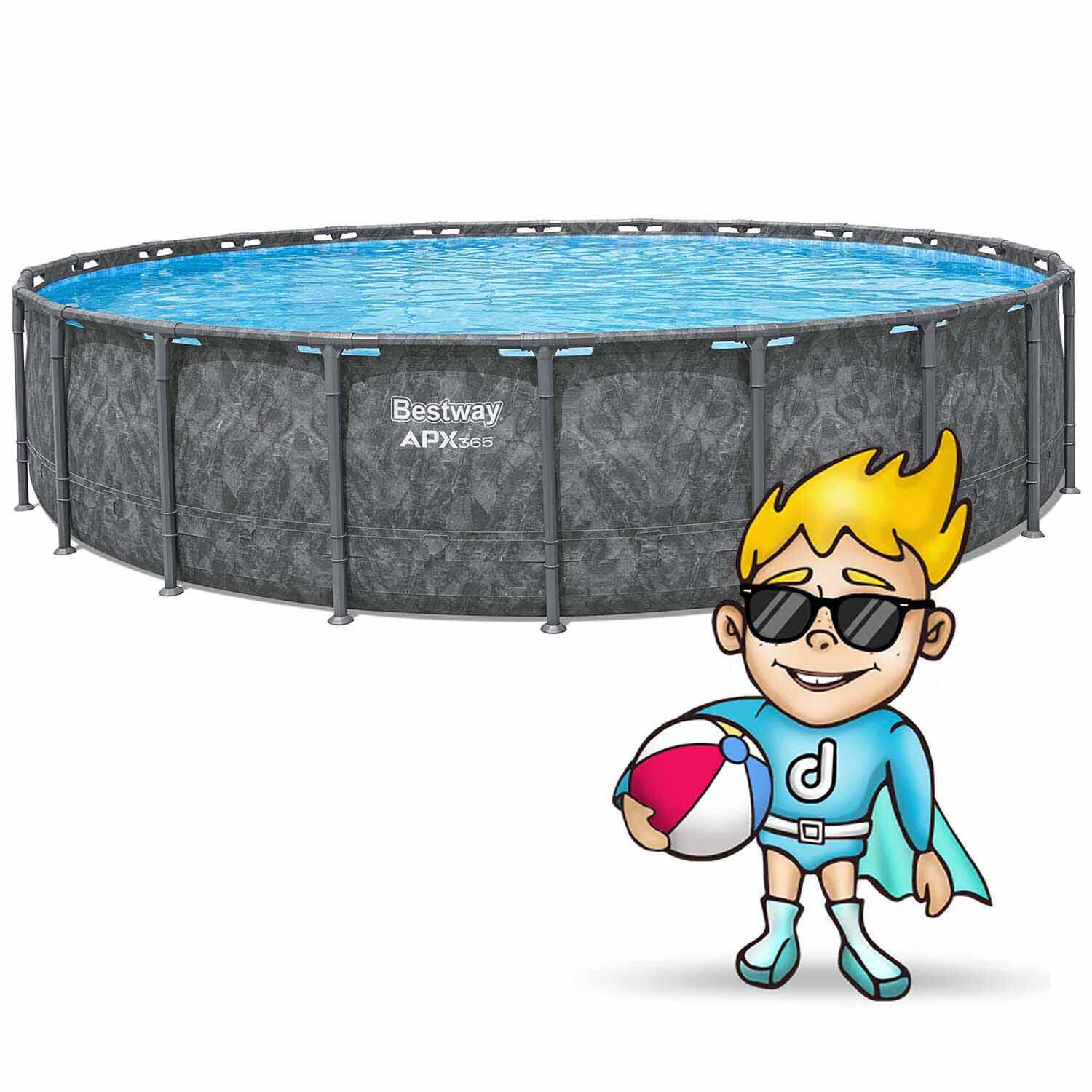 Bestway Piscine hors sol tubulaire ronde Bestway APX 365 671 x 132 cm gris foncé 2/7