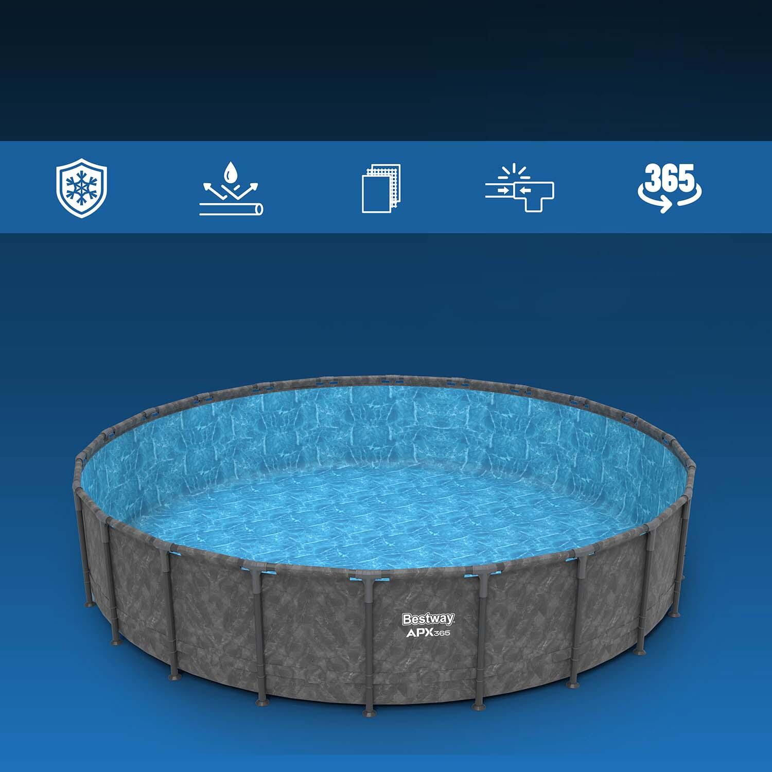 Bestway Piscine hors sol tubulaire ronde Bestway APX 365 671 x 132 cm gris foncé 6/7