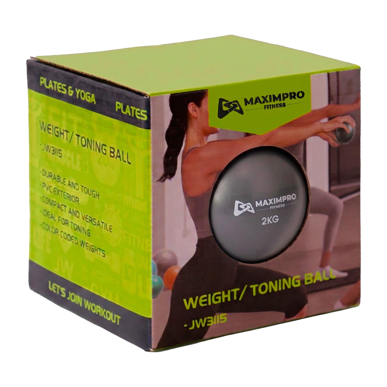 Bola lastrada  2 kg  – Treino funcional, pilates e fitness 2/3