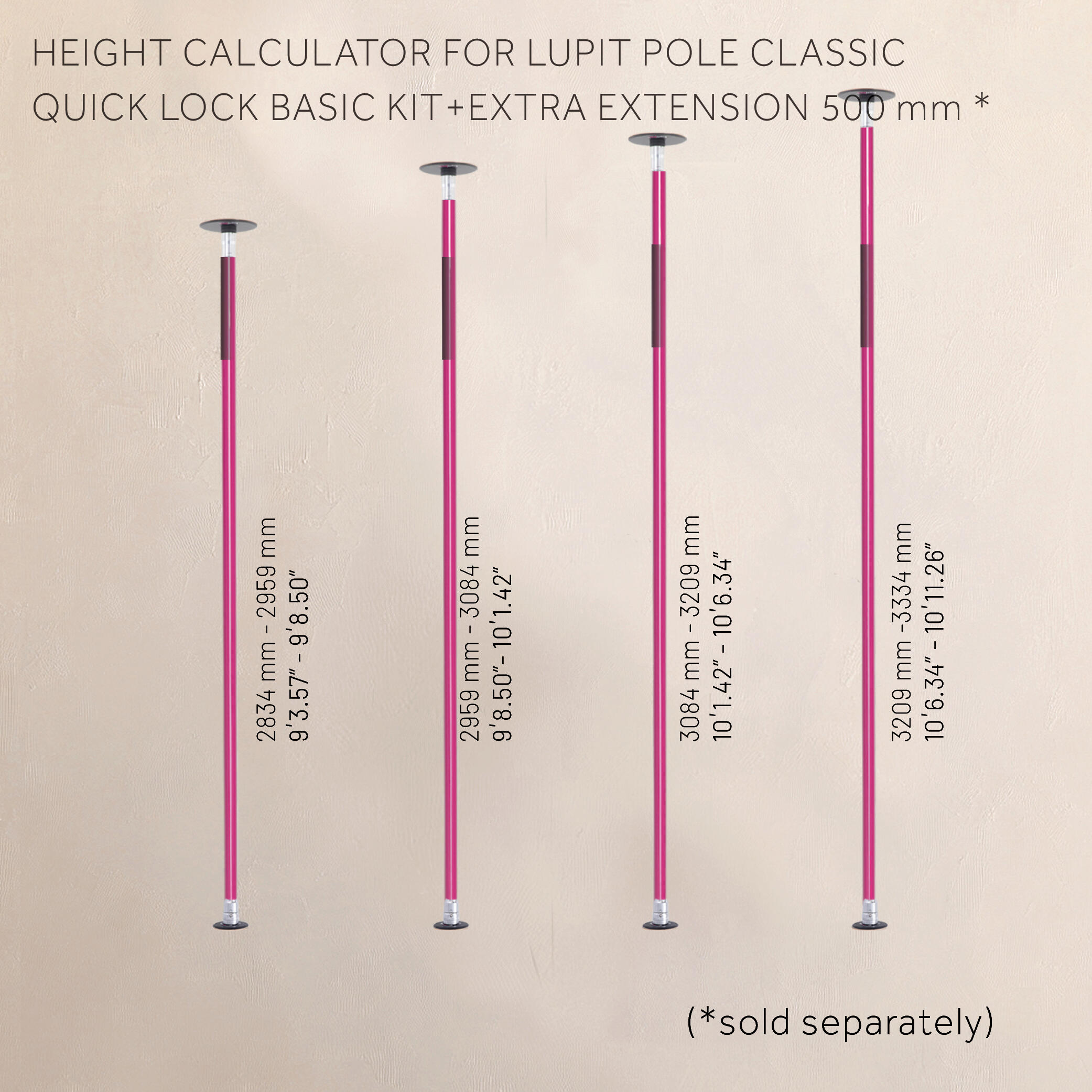Classic G2 Quick Lock, portable dance pole, ROSE, 45mm 5/6