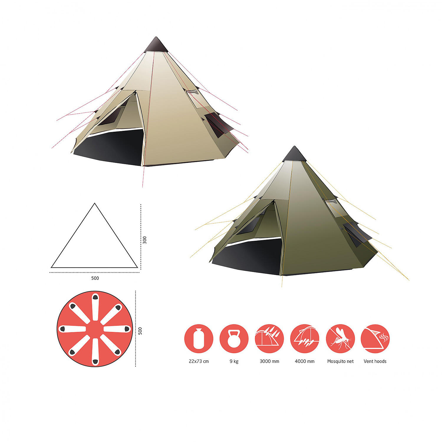 Black Falls 8 Personnes Tepee Tente Familiale Groupe Tipi 7/7