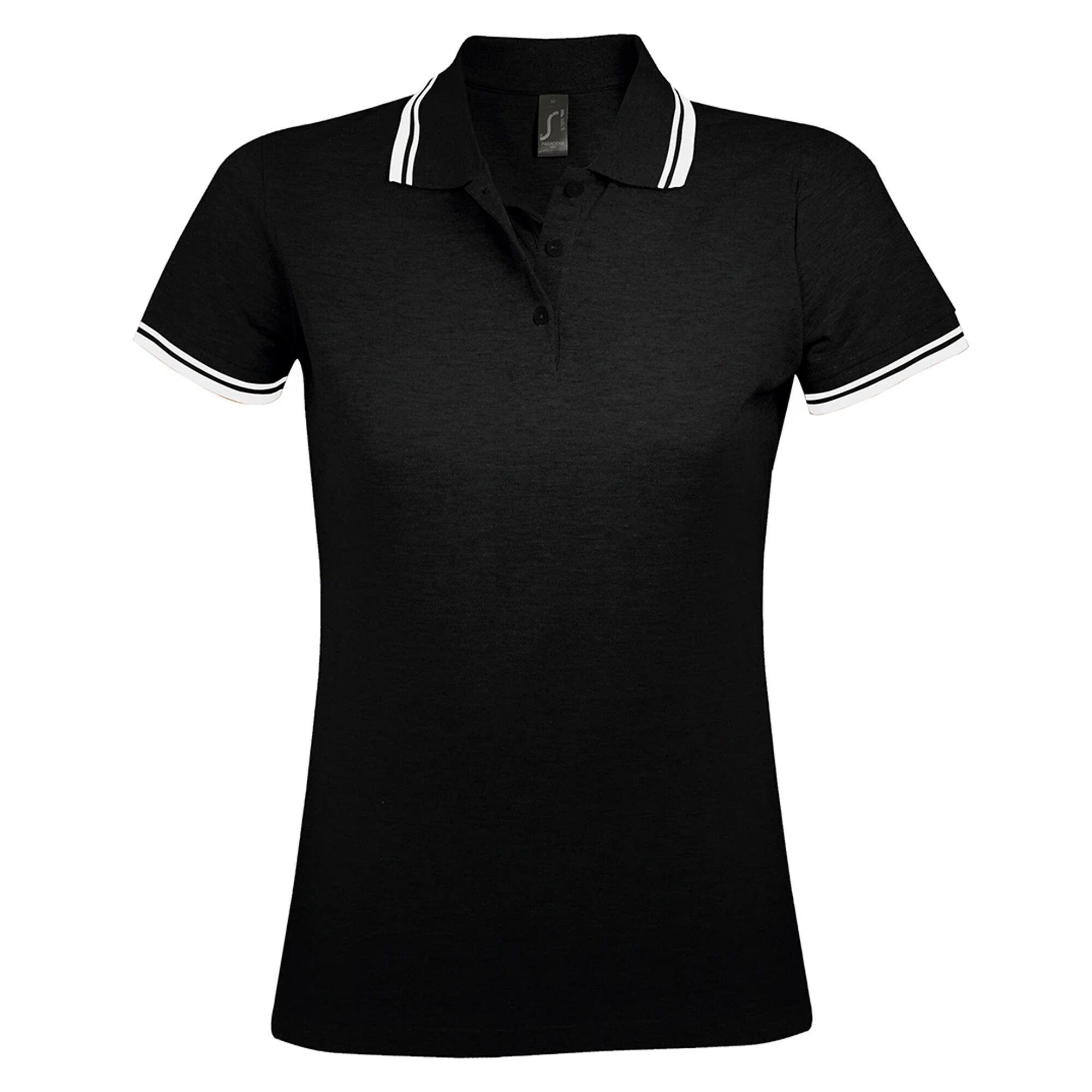 SOLS Womens/Ladies Pasadena Tipped Short Sleeve Pique Polo Shirt