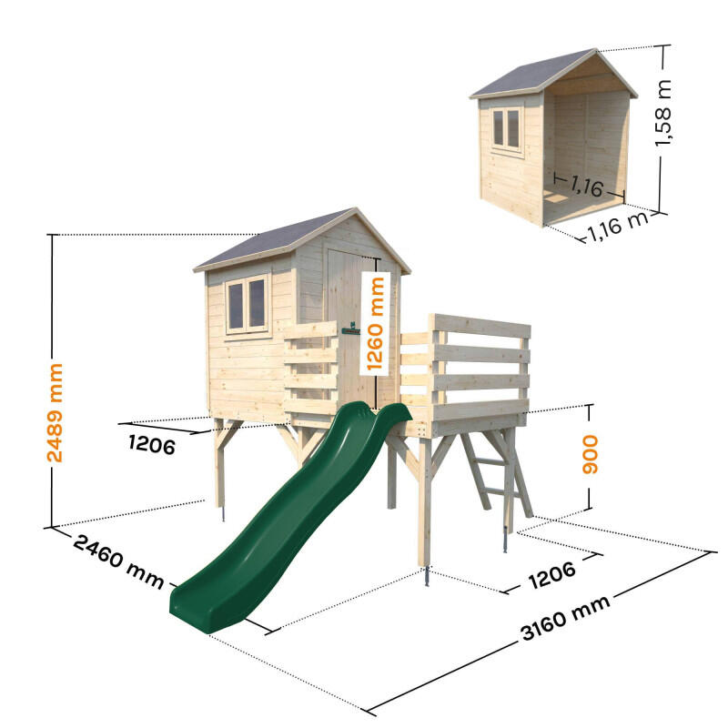 Cabane en bois sur pilotis avec toboggan JOSEPHINE 5/5