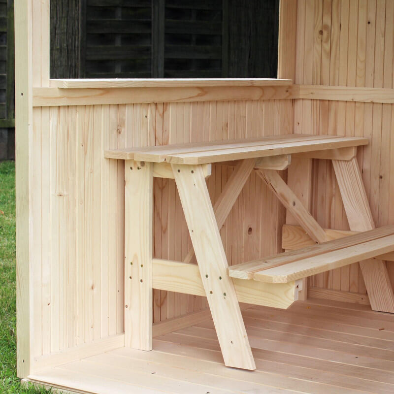 Cabane en bois avec préau et table de jeu JAZZ 4/5