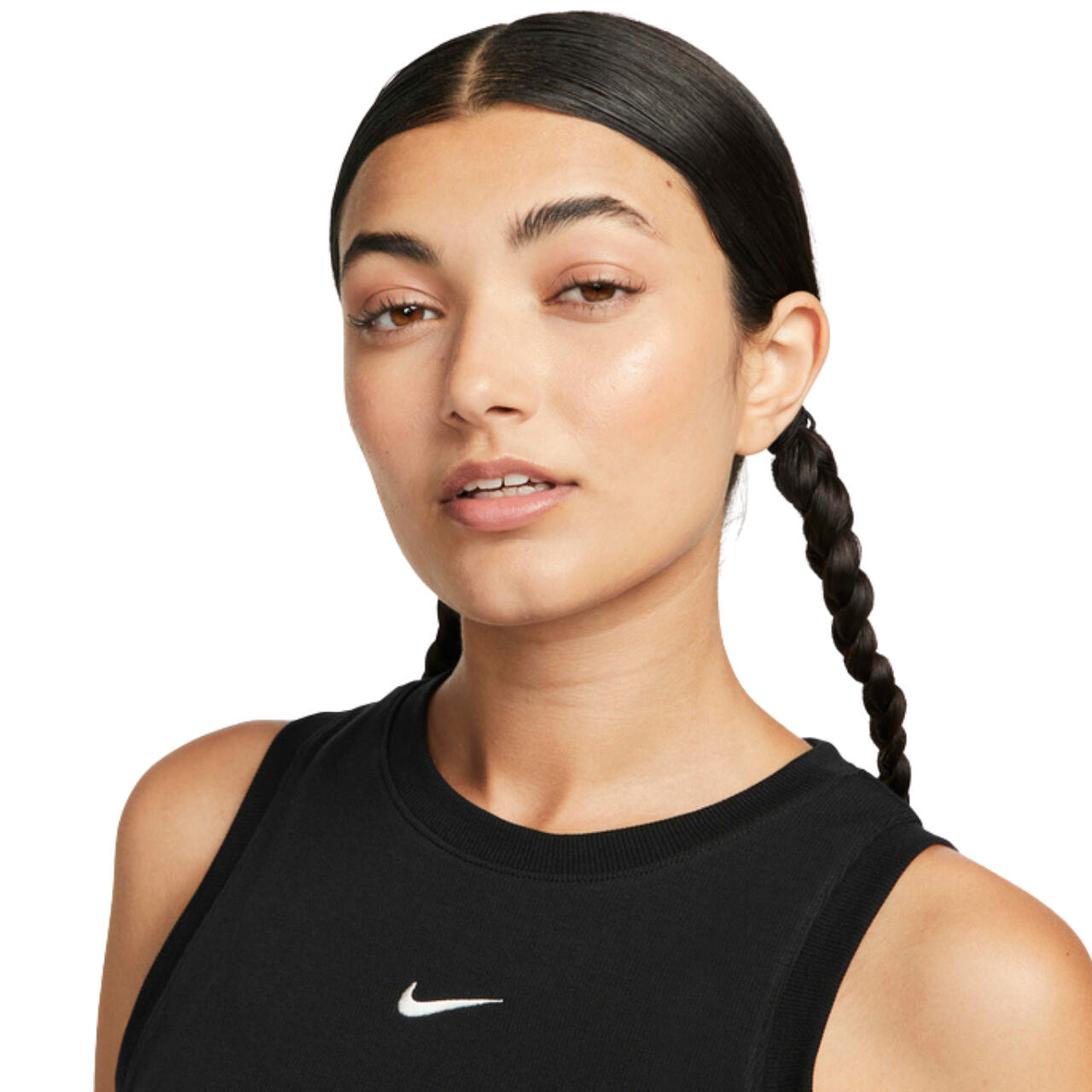 T-shirt NIKE pour femme, crop, blanc-noir, coupe confort 3/5