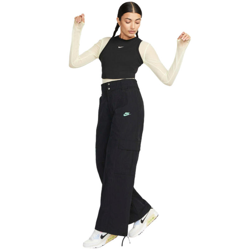 NIKE Sportswear Chill Knit Tricou damă crop, alb-negru, XS