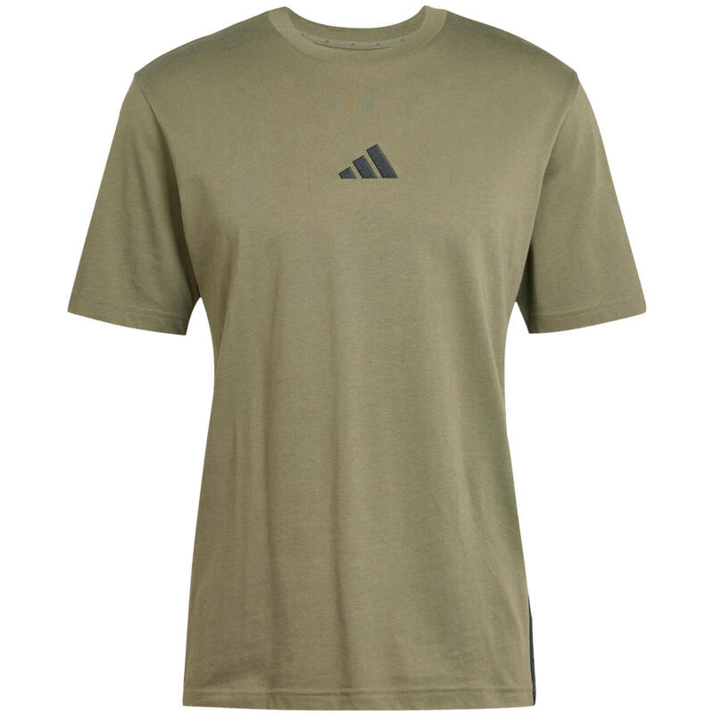ADIDAS Essentials 3-Stripes Tricou bărbați, 100% bumbac, verde