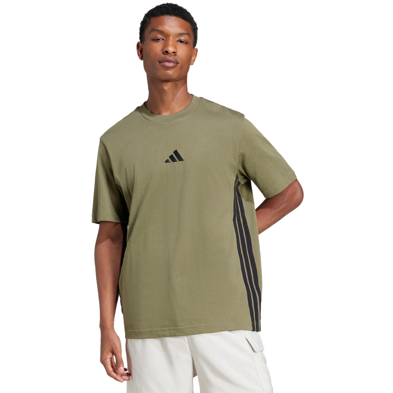 ADIDAS heren T-shirt 100% katoen, korte mouwen, standaard pasvorm, groen 4/6
