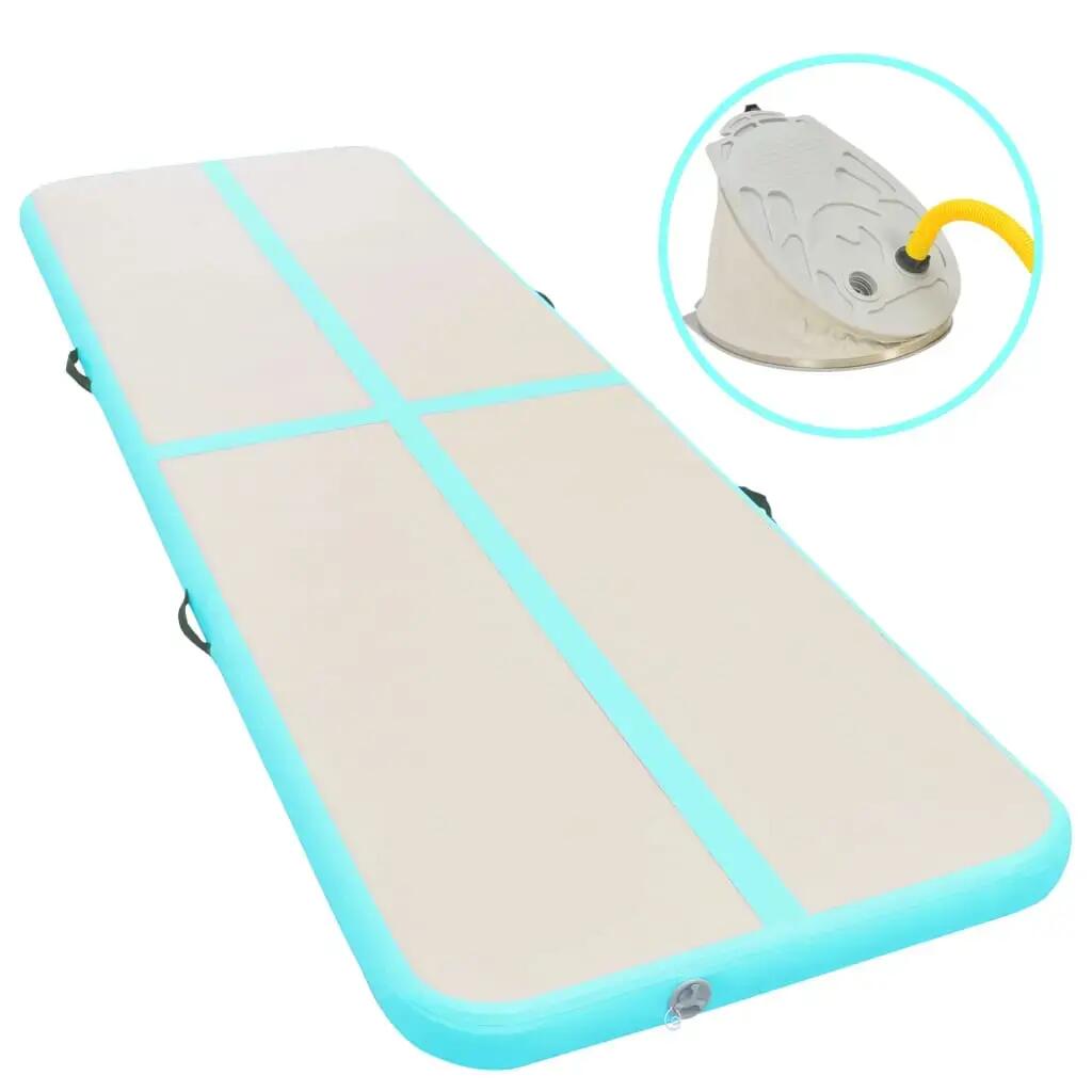 VidaXL Inflatable Gymnastics Mat 600 x 100 x 10 cm PVC Grey/Green
