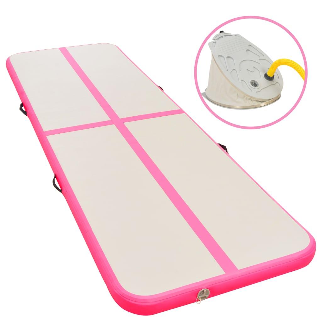VidaXL Tapis Gymnastique Gonflable 600x100x10 cm PVC gris/rose avec pompe 1/7