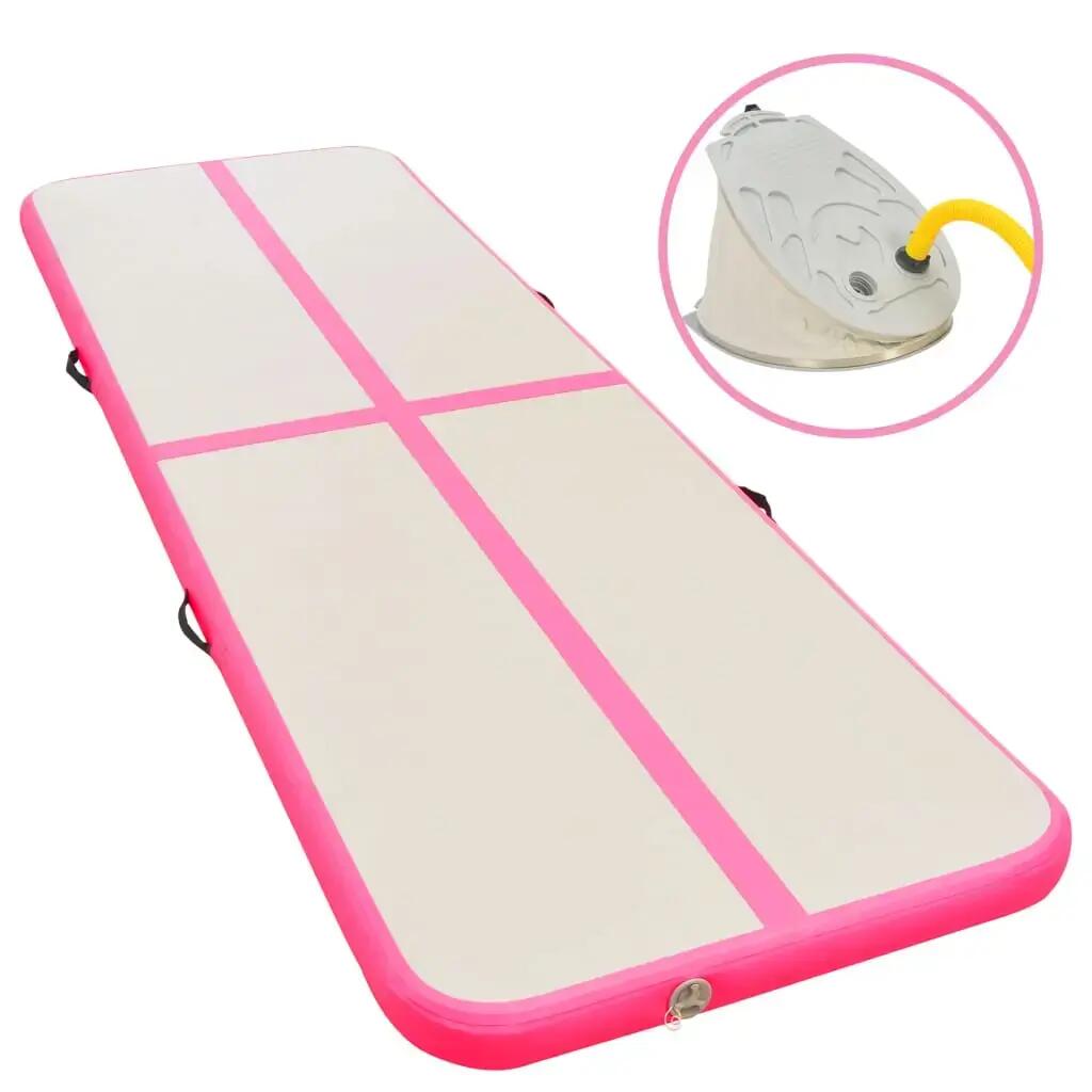 VidaXL Inflatable Gymnastics Mat 500x100x10 cm PVC Grey/Pink