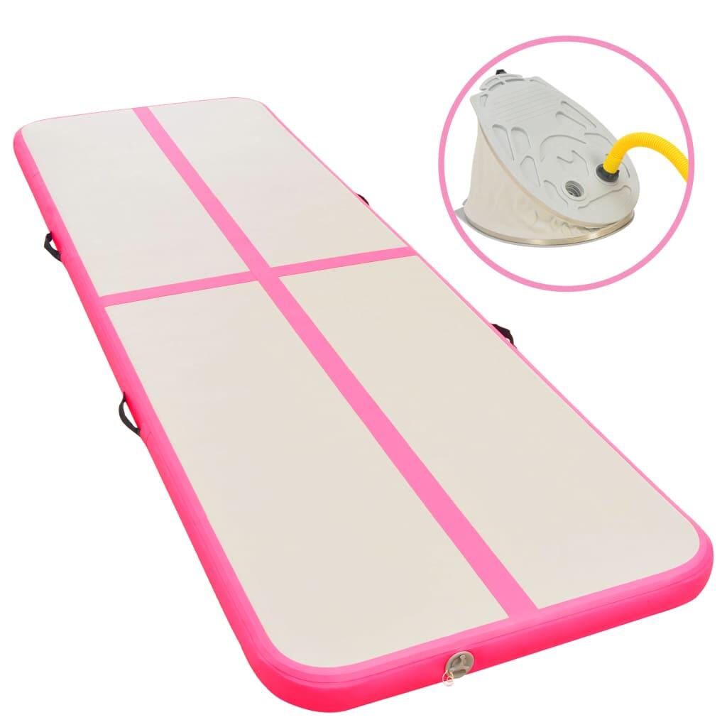 VidaXL Tapis Gym Gonflable 500x100x10 cm PVC Gris/Rose 1/7