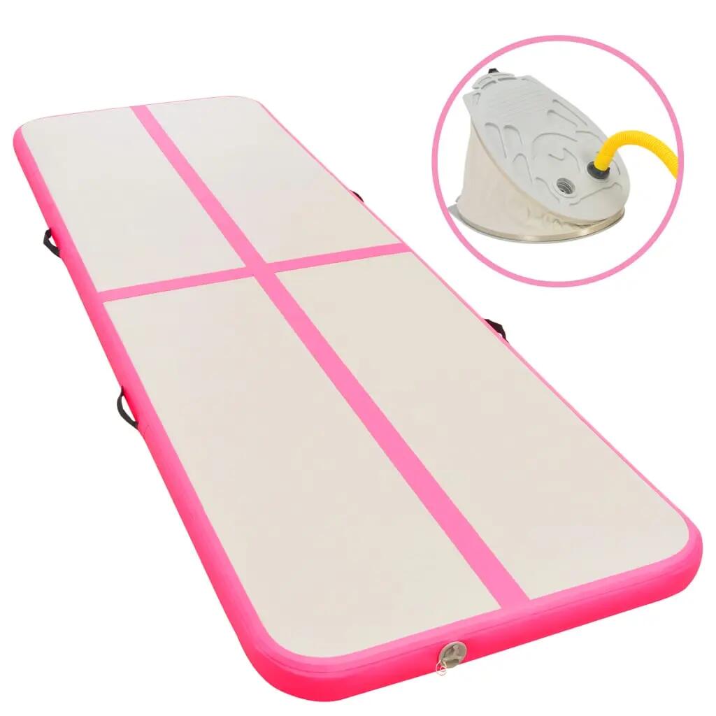 VidaXL Inflatable Gym Mat 400x100x10 cm PVC Grey/Pink