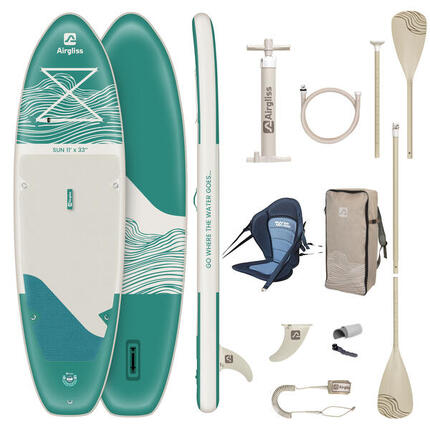 SUP Kayak Gonflable Airgliss 11' SUN - Full Pack 2-en-1 - Max 170kg