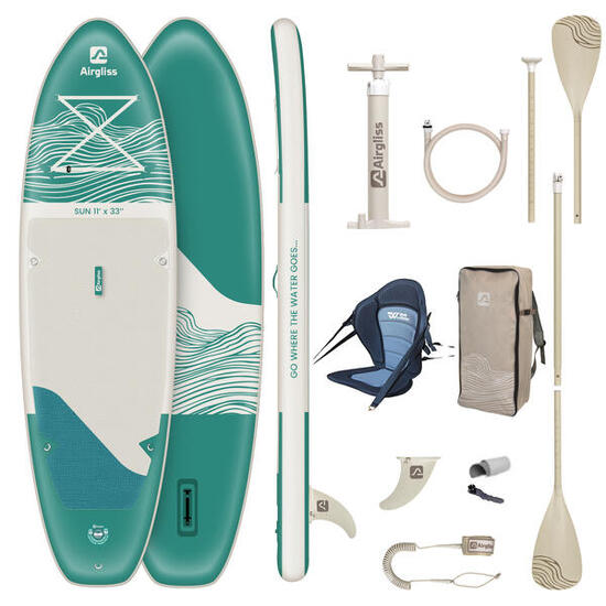 SUP Kayak Gonflable Airgliss 11' SUN - Full Pack 2-en-1 - Max 170kg