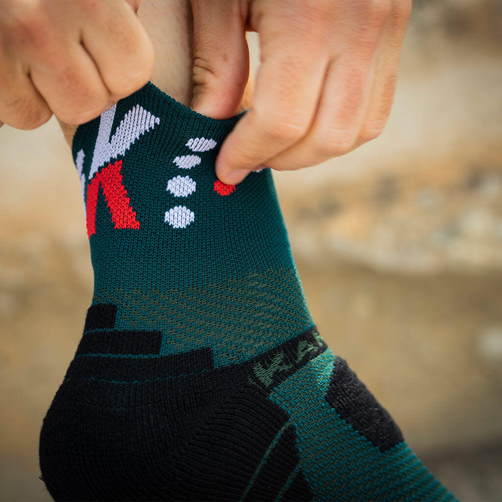 Chaussettes Trail Running TANQUE 5 étoiles - VERT BOUTEILLE 16 cm 3/6