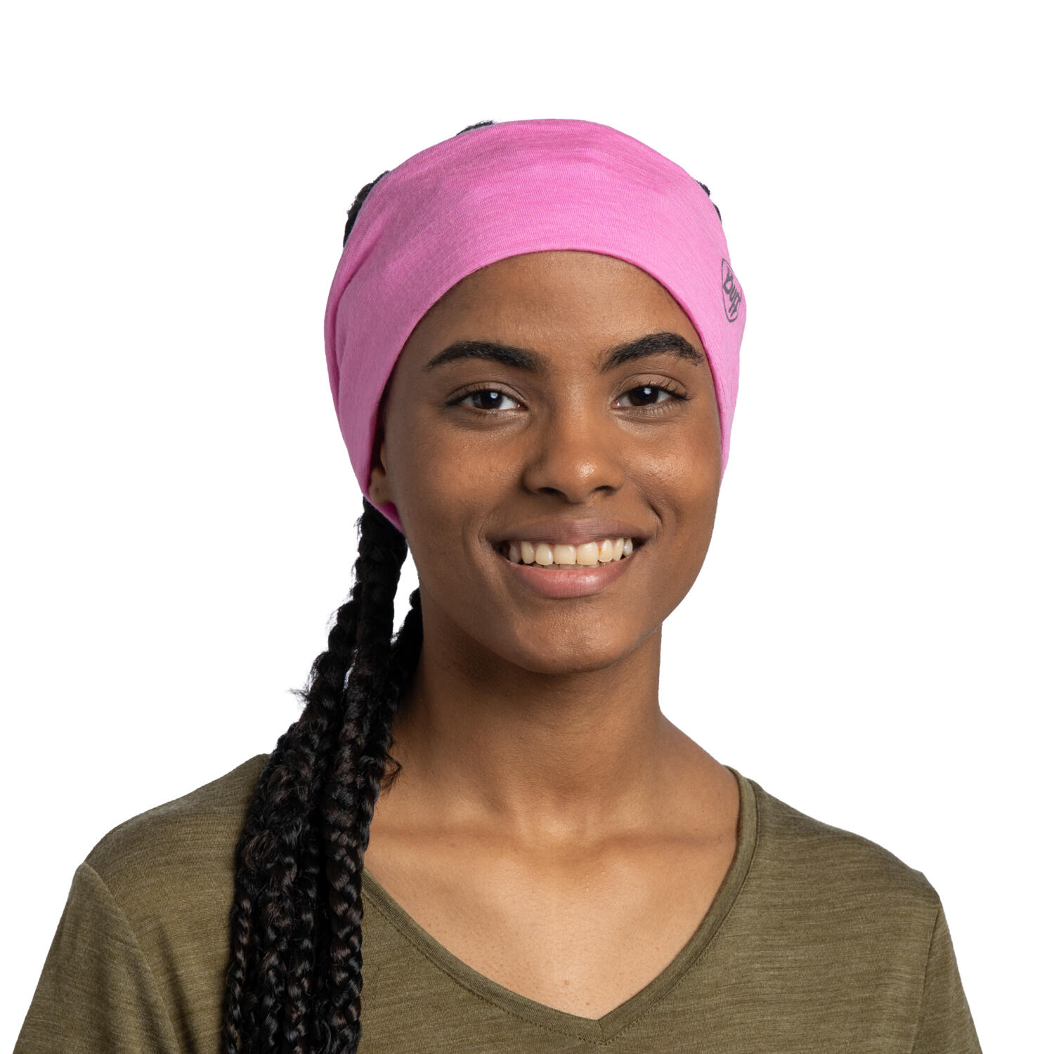 Cinta Lightweight Merino Wool Unisex Buff Rosa brillante ÚNICA 2/4