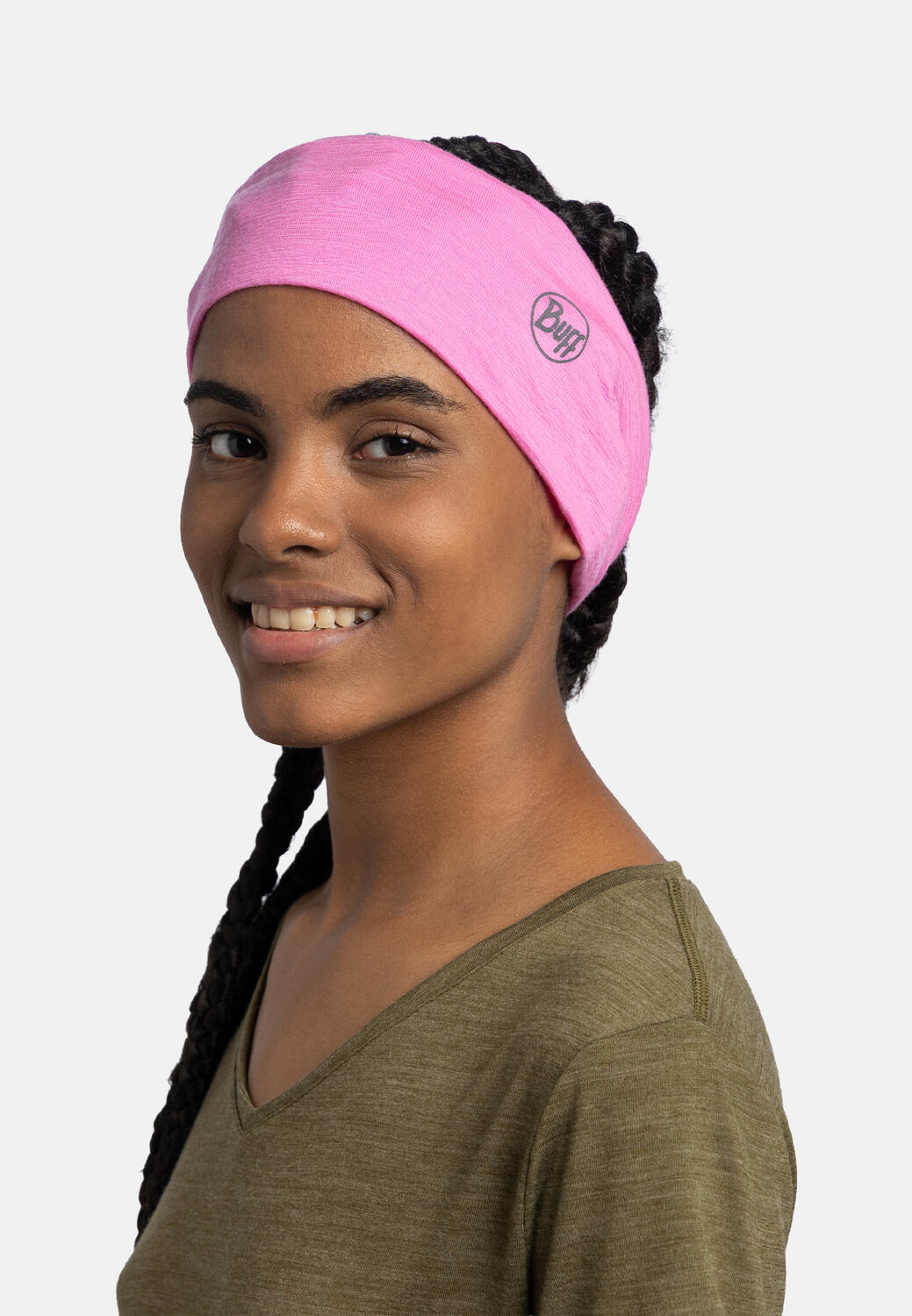 Cinta Lightweight Merino Wool Unisex Buff Rosa brillante ÚNICA 3/4