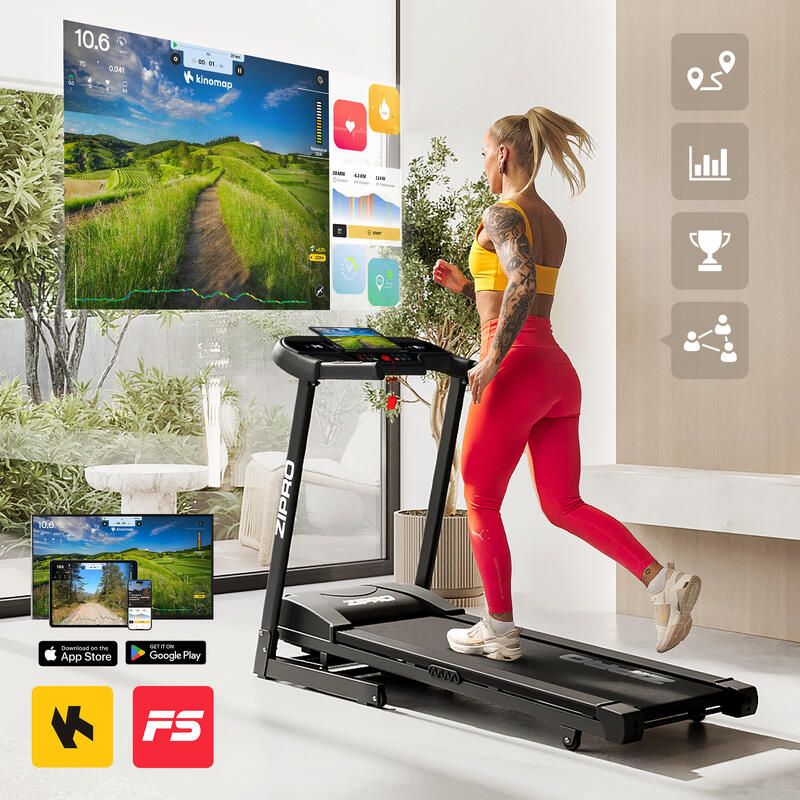 Bandă de alergat Zipro Pulse 120×42 cm 12 km/h, LED, înclinare cu motor