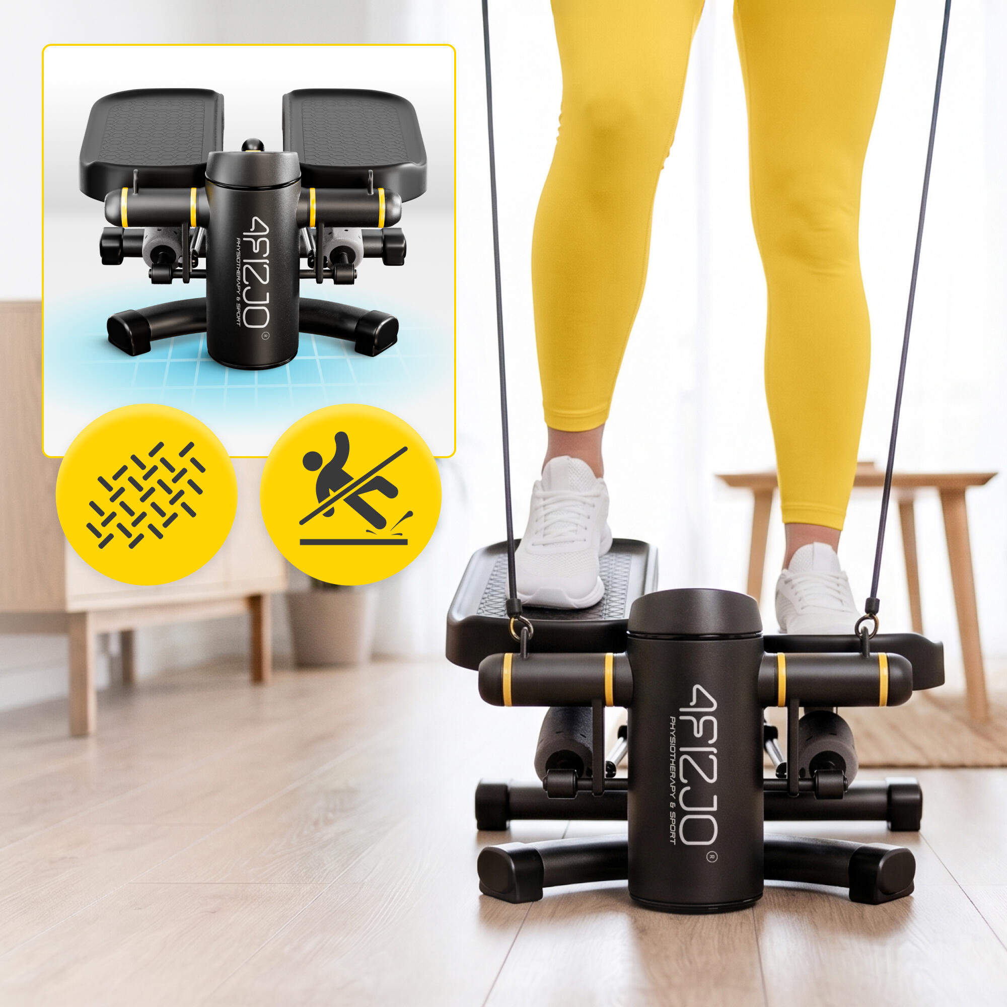 Stepper 2w1 skrętny i prosty 4FIZJO ProStep X z linkami 7/7