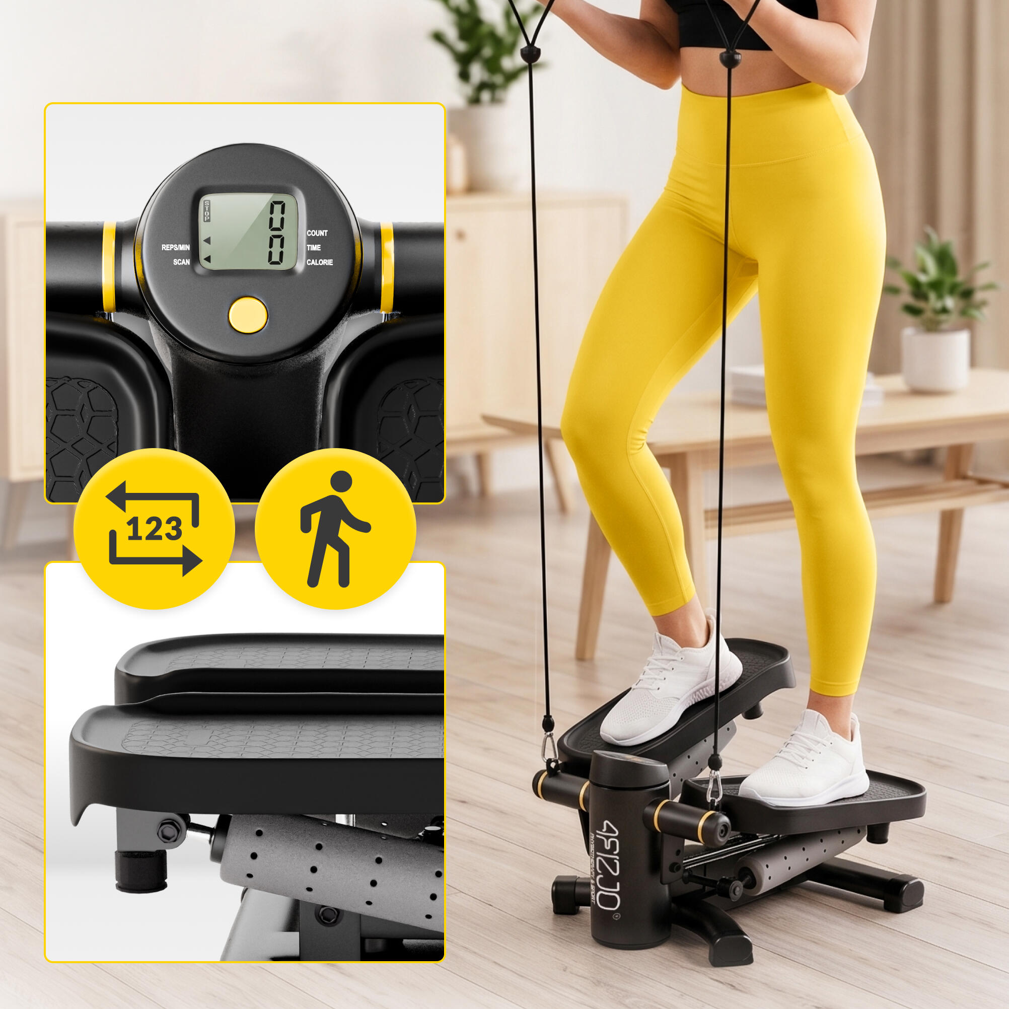 Stepper 2w1 skrętny i prosty 4FIZJO ProStep X z linkami 6/7