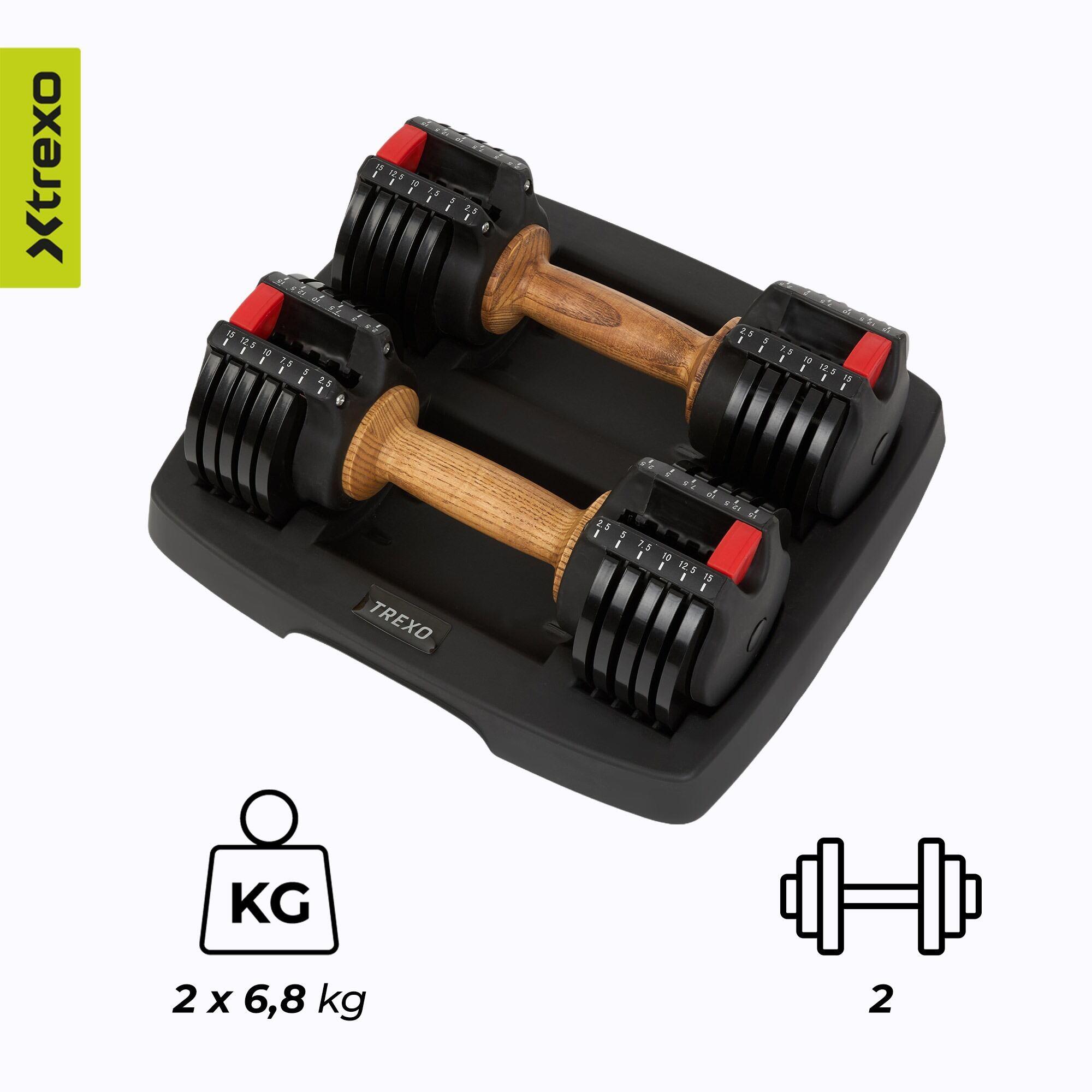 Ensemble d'haltères réglables unilatéraux avec support XTREXO 3/7
