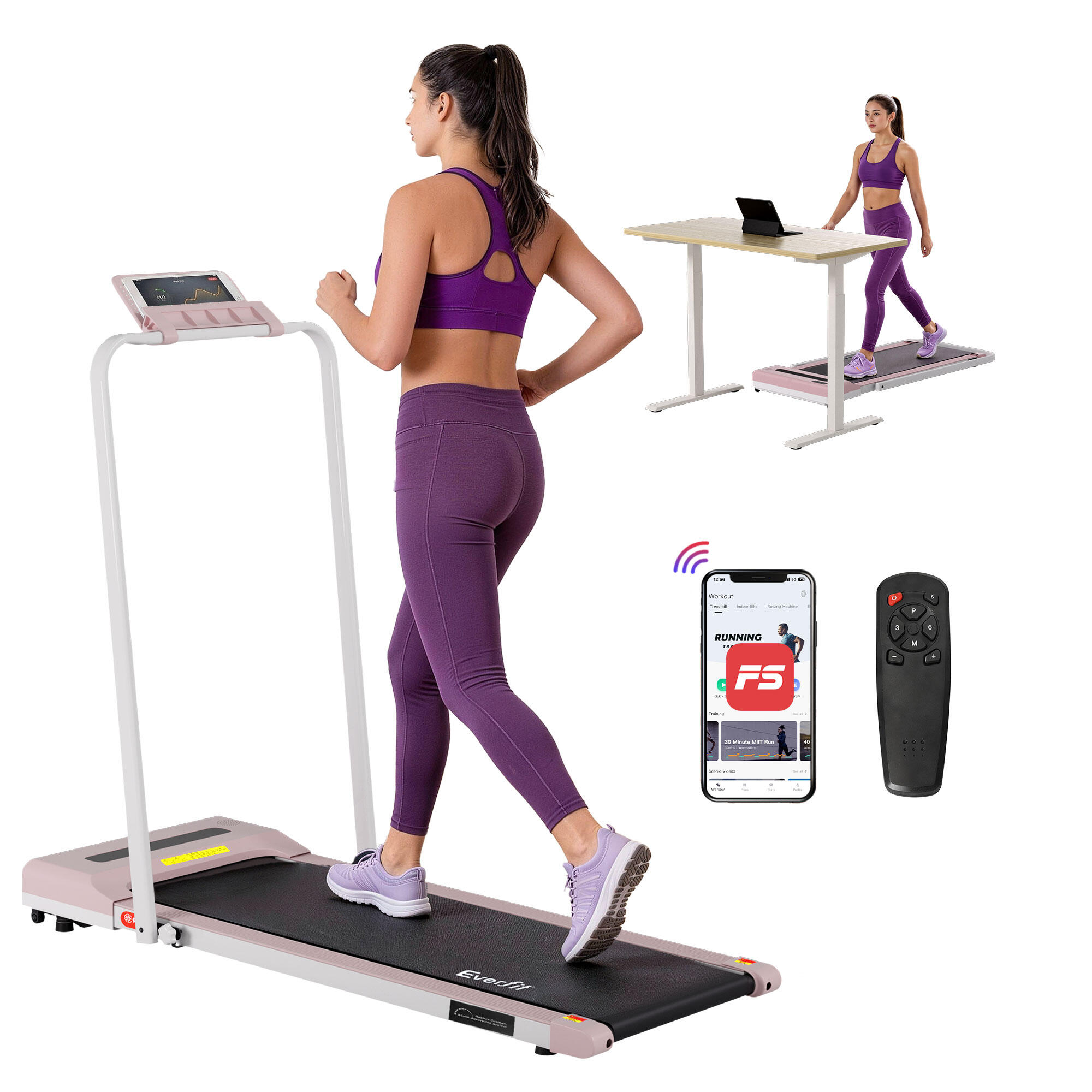 Everfit Treadmill Electric Walking Pad Under Desk Home Gym Fitness 380mm