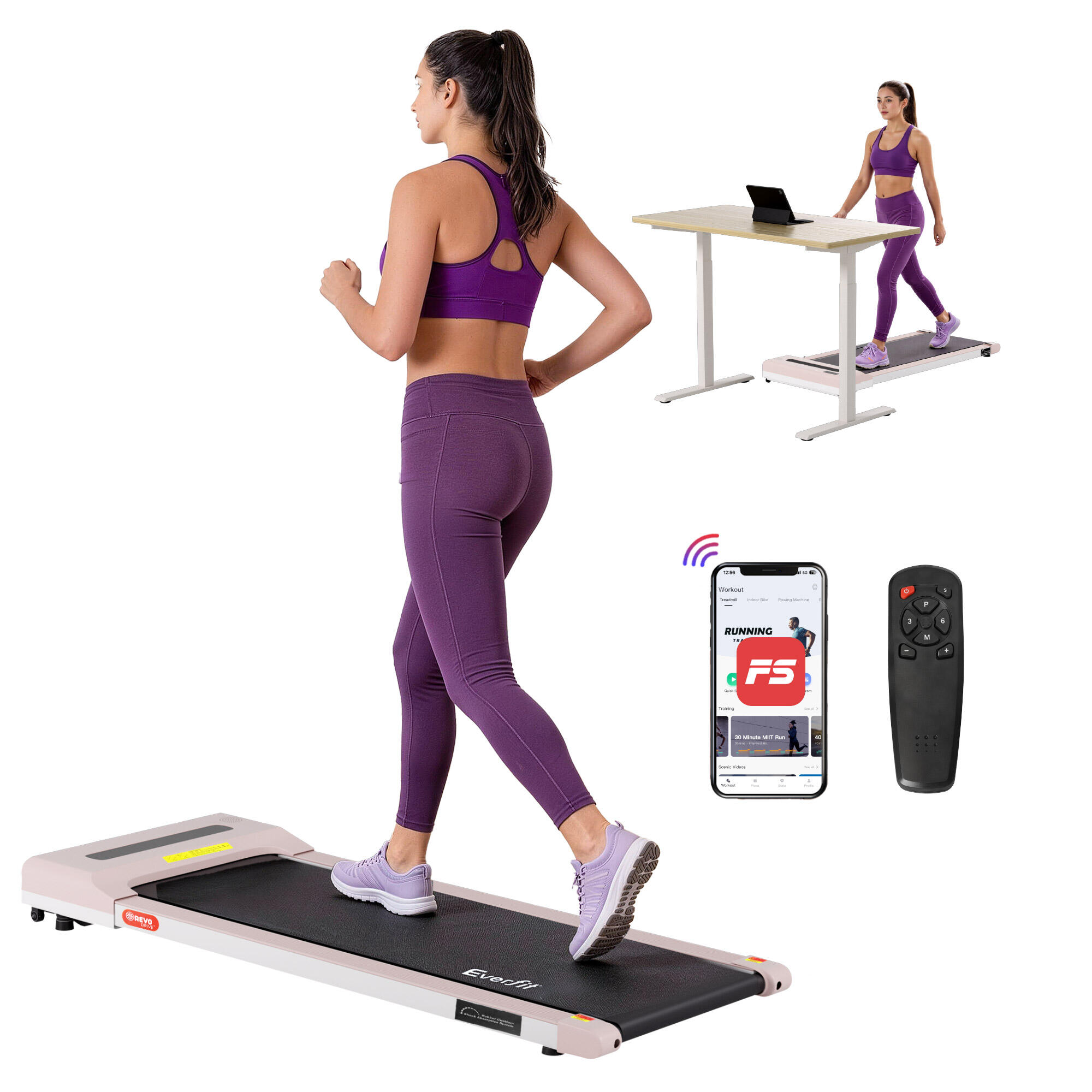 Everfit Treadmill Electric Walking Pad Under Desk Home Gym Fitness 360mm