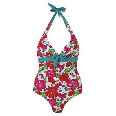 Beco badpak dames c-cup rood/wit/groen/turquoise