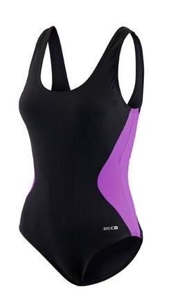 Maillot sculptant Beco bonnet C noir avec bande latérale berry
