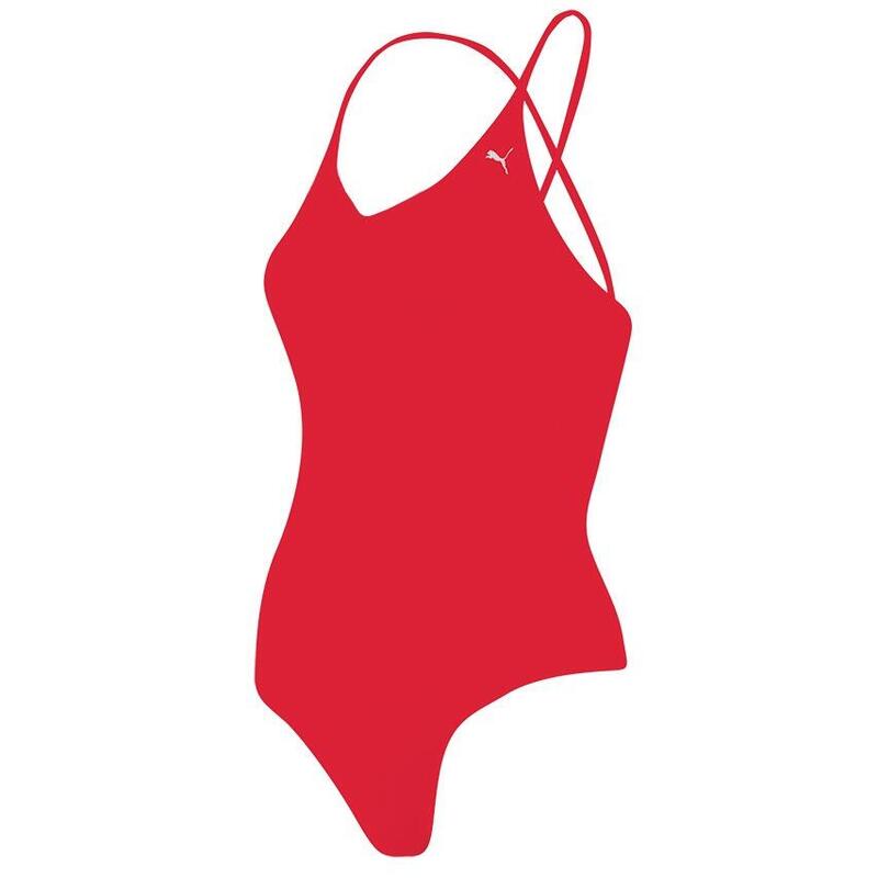Costum de baie femei Puma V-Neck Cross-back, Rosu