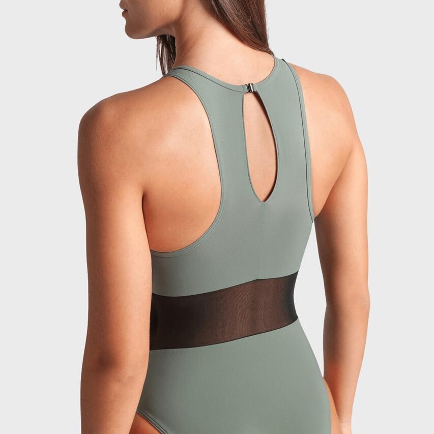 Arena Mesh Panels Vent Back Swimsuit Green 6/7